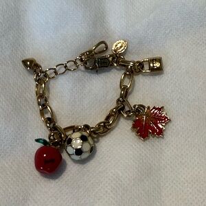 Charming Gold Bracelet with Red and White Charms